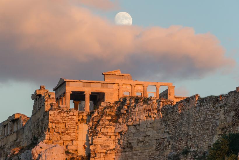 Erechtheum Acropolis Athens evening moon